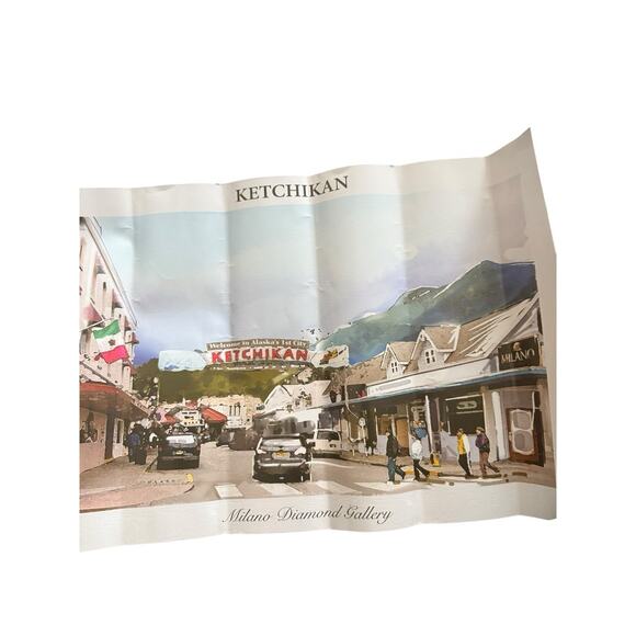 Ketchikan Street Welcome To Alaska City Milano Diamond Gallert Poster Print Art - Picture 1 of 4